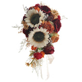 Maxbell Wedding Bride Hand Bouquet Sunflowers with Ribbons for Party Church Supplies