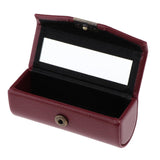 Max Leather Lipstick Case Holder Storage Box mirror Purse Pocket Wine Red