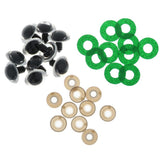 Maxbell 10pcs Plastic Safety Toy Eyes + Glitter Nonwovens + Washer 18mm Green