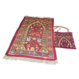 Maxbell Prayer Mat with Carrying Bag Area Rugs for Living Room Travel Bedroom Red