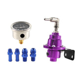 Maxbell Adjustable Fuel Pressure Regulator with Gauge High Performance Purple