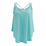 Maxbell Women Ladies Solid Sleeveless Strappy Swing Camisole Vest Tank Top XL Blue