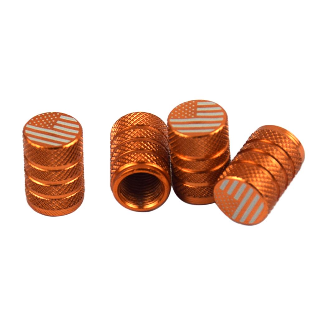 Max USA American Flag - Tire Rim Valve Stem Caps - Aluminum Orange