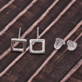 Maxbell 1 Pair 925 Sterling Silver Ear Stud Earring With Silicone Back luxury square