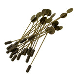 Max 20 Set Stick Pin Hat Lapel Pins Brooch Base Part DIY Findings Crafts Bronze