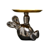 Maxbell Handmade Resin Animal Figurine Ornaments Electroplating Artwork Versatile Rabbit Tray