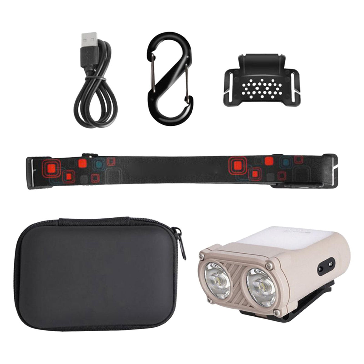 Maxbell Mini LED Headlamp Flashlight Body Sensor Lightweight with Head Strap Bright Khaki