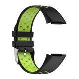 Maxbell Dual Colors Silicone Watchband Soft for Fitbit Charge5 Black Lime