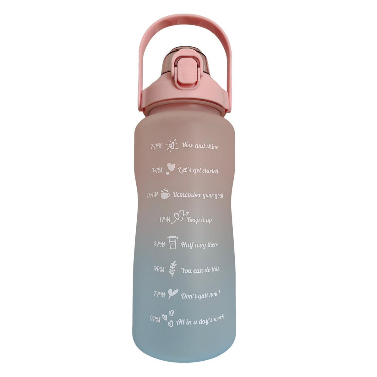 Maxbell Gradient Color Water Bottle with Time Marker Leak Proof for Fitness Hiking C