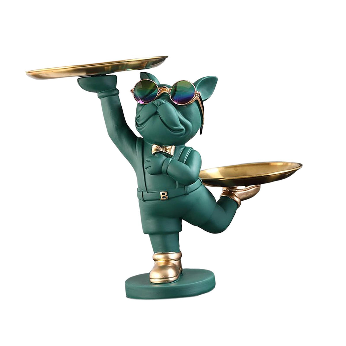 Maxbell Dog Storage Tray Statue Candy Dish Figurines for Table Apartment Decoration green