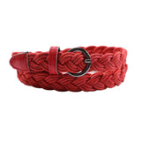 Max Women Weaved Waist Belt Skinny Braided Waistband Retro Waist Belts Red