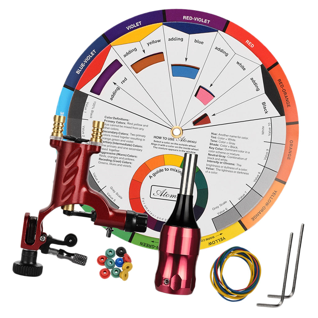 Maxbell Rotary Tattoo Motor Machine Color Wheel Mixing Guide Tattoo Tool Set Red