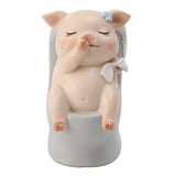 Max Miniature Pig Model Statue Fairy Garden Decor Toy Acting cute Toilet of pig
