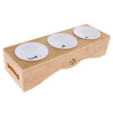 Maxbell Raised Pet Feeder Solid Bamboo Stand Perfect for Cats and Small Dogs  S04