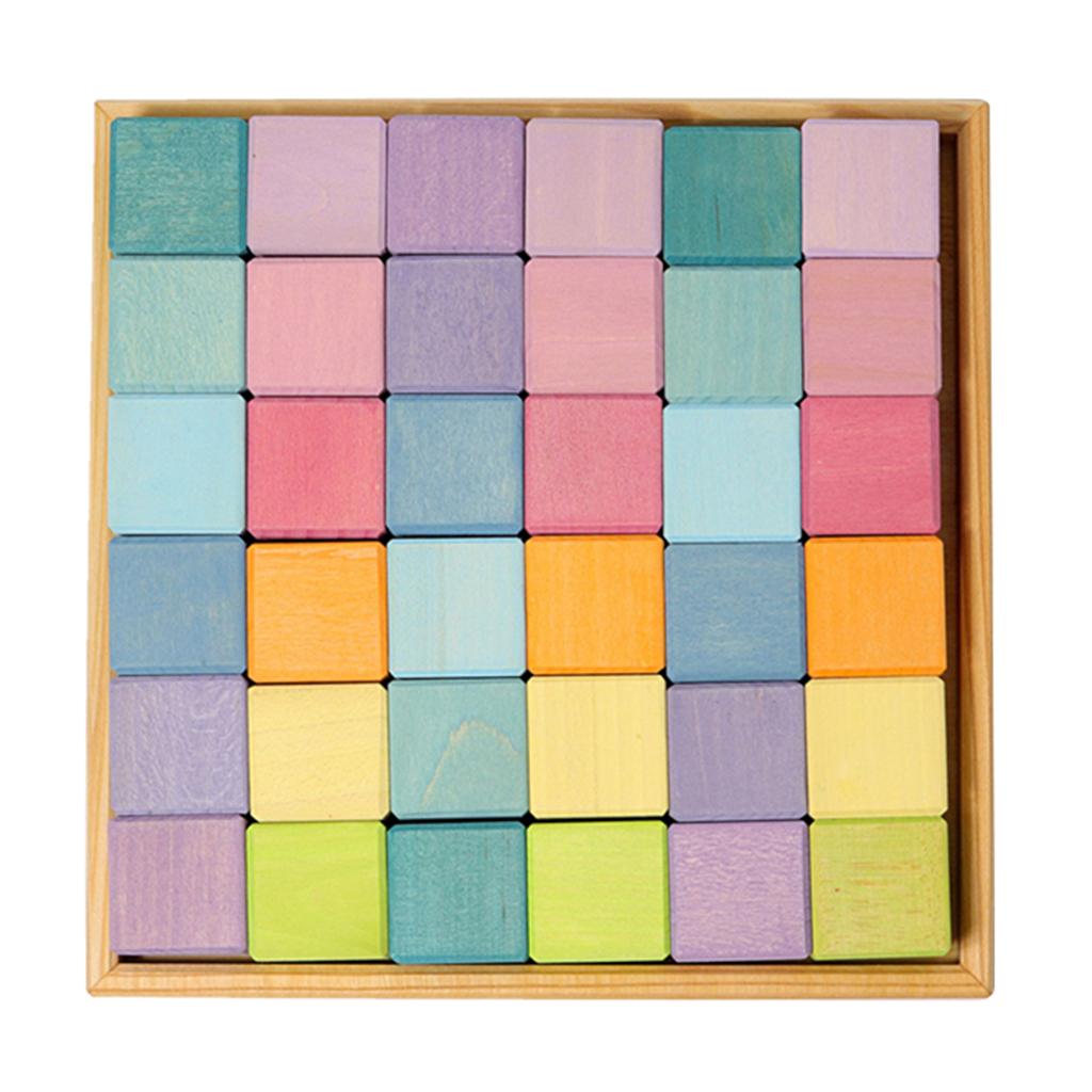 Maxbell 36Pcs 4cm Wooden Building Blocks Toy Kids Hand-Eye Puzzle Educational Toy