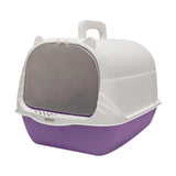 Maxbell Cat Litter Box with Lid Portable Anti Splashing Easy Tidy Handle violet