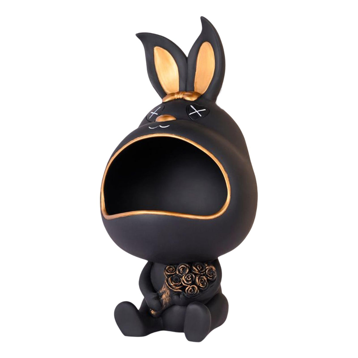 Maxbell Rabbit Figurine Organizer Candy Trinket Storage Box Tray Home Decoration Black