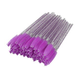 Max 50x Nylon Eyelash Mascara Wands Applicators Eyebrow Shaping Grooming Brushes Purple