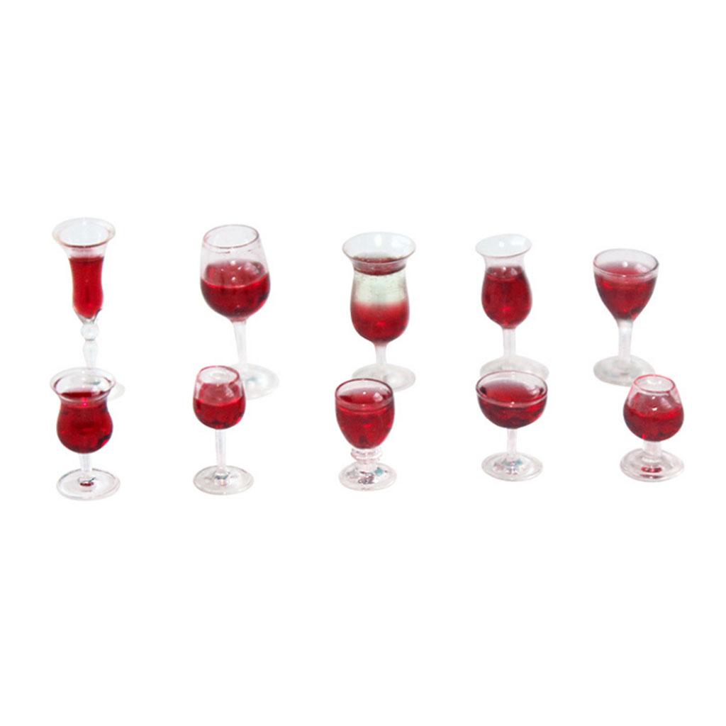 Maxbell 10pcs Wine Glass Goblet Simulation Furniture for Miniature Dollhouse Accs