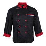 Men Women Long Sleeve Chef Apparel Chef Jacket Coat Cook Uniform Black L