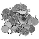 Maxbell 50pcs Tibetan Silver Blank Round Bezel Tray Base Cabochon Necklace Pendant for Beads, Glitter, Pendants,Charms, Small Arts and Crafts Items