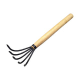 Maxbell Garden Rake Portable Hand Rake Agriculture Wooden Handle for Outdoors Farm