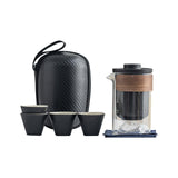 Maxbell Travel Tea Set Small Portable with Case Teaware for Parties Tea Lover Family Black