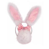 Maxbell 3Pcs Bunny Costume Set Rabbit Ear Headband for Masquerade Party Favors Light Pink