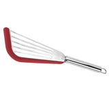 Maxbell Stainless Steel Fish Spatula Comfortable Handle Extra Large for Men Gifts Red+Silver Handle