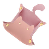 Max Cartoon Cat Key Storage Tray Change Organizer PU Leather Catchall Pink