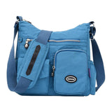 Maxbell Multi-Pocket Waterproof Nylon Casual Bag Handbags for Women Travel College sea blue