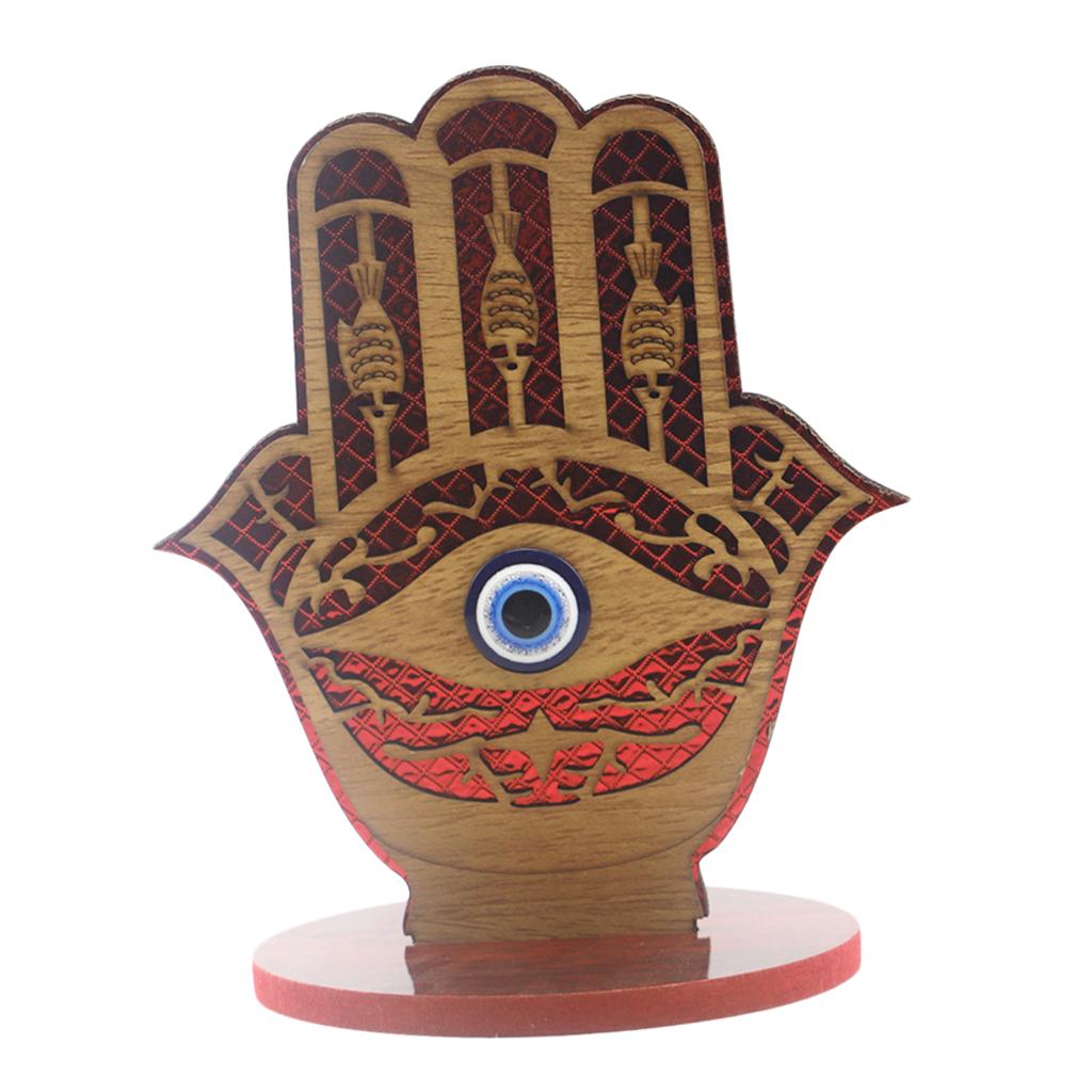 Maxbell Wood Decoration for Muslim Eid Table Art Oranemnts Red