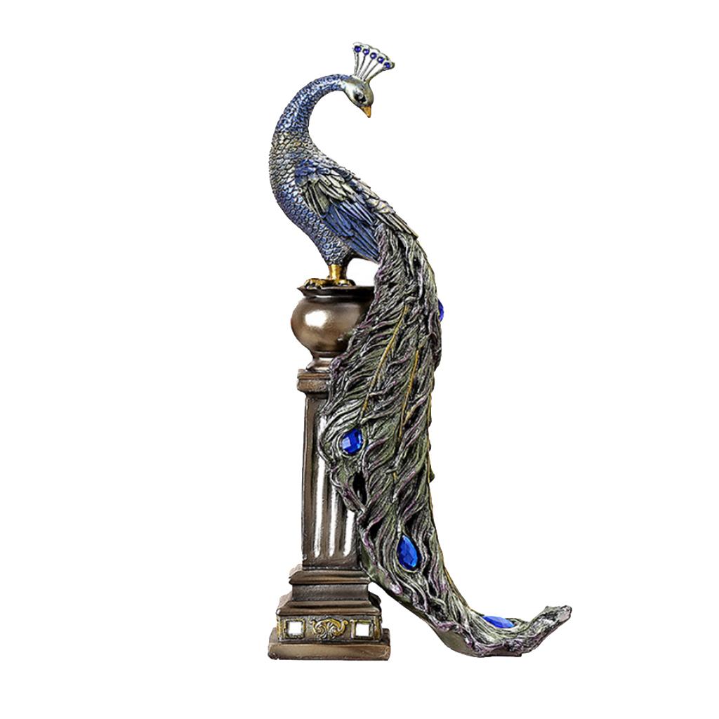 Max European Ornament Resin Sculpture Regal Peacock Perched on Urn Figurine