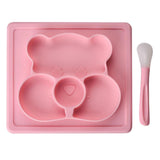 Maxbell Silicone Divided Kids Plate ,Dinner Snack Food Separated Container Pink