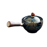 Maxbell Side Handle Tea Maker Ceramic Tea Dispenser Porcelain for Travel Outdoor Dark Blue