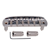Maxbell 6 String Metal Saddle Guitar Bridge with Screws for Musical Instruments Silver