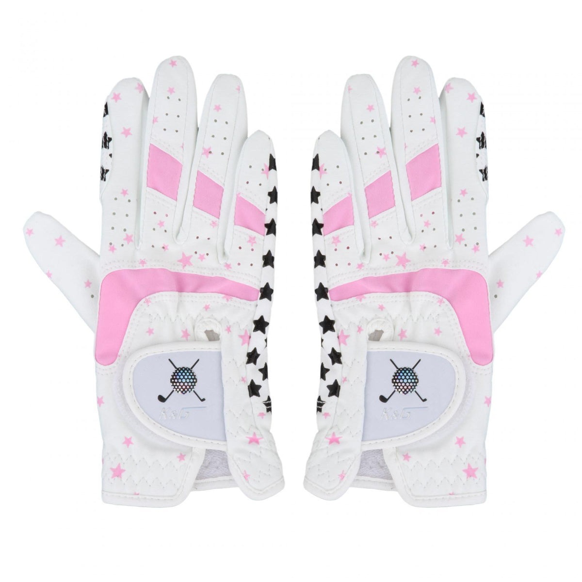 Maxbell Kids Golf Gloves Both Hands Junior Youth Riding Golf Mitts Outdoor Sports Pink 15-15.5cm