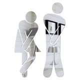 Maxbell Men's & Women's Restroom Signs 1Pair Symbols for Bar Commercial Business Silver