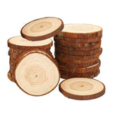 Maxbell 10 Pcs Round Wood Piece Slices Bauble Wooden Cup Mat Wall Decor without rope