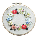Maxbell DIY Needlework Kits with Embroidery Hoop Cross Stitch Craft - Floral Pattern