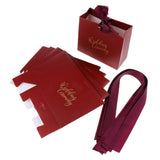 Max 6 Pieces Wedding Candy Bags Paper Ribbon Gift Boxes Holder Wine Red L