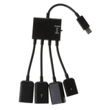 Maxbell 4 in 1 Micro USB Hub Male to Female Three USB 2.0 Host OTG Adapter Cable