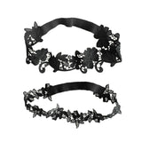 Maxbell 2x Bridal Wedding Garters Flower Lace Garter Belt Women Thigh Rings Black