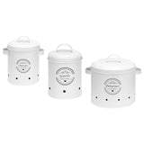 Maxbell 3Pcs Storage Tin Decoration Multipurpose for Pantry Living Room Household White