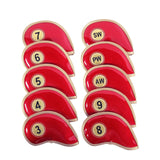 Maxbell 10x Golf Iron Headcover Golf Club Head Covers Protect Case Embroidery Number Red