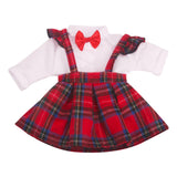 Max For 18in American Doll Plaid Skirt Shirt Suit Doll Costume Outfit Soft Light Red