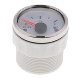 Maxbell 2" 52mm Boat Marine Car Fuel Level Gauge E-1/2-F Stainless Bezel White
