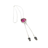 Maxbell Tulip Pendant Sweater Chain Elegant Rhinestone Accessories for Party Women Red