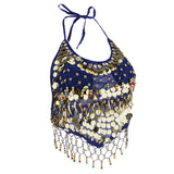 Max Belly Dance Costumes Bra Halter Top Sequin Performance Outfits  Royal Blue