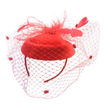 Max Maxb Fascinators Hats Cocktail Tea Party Headwear with Veil for Women Red